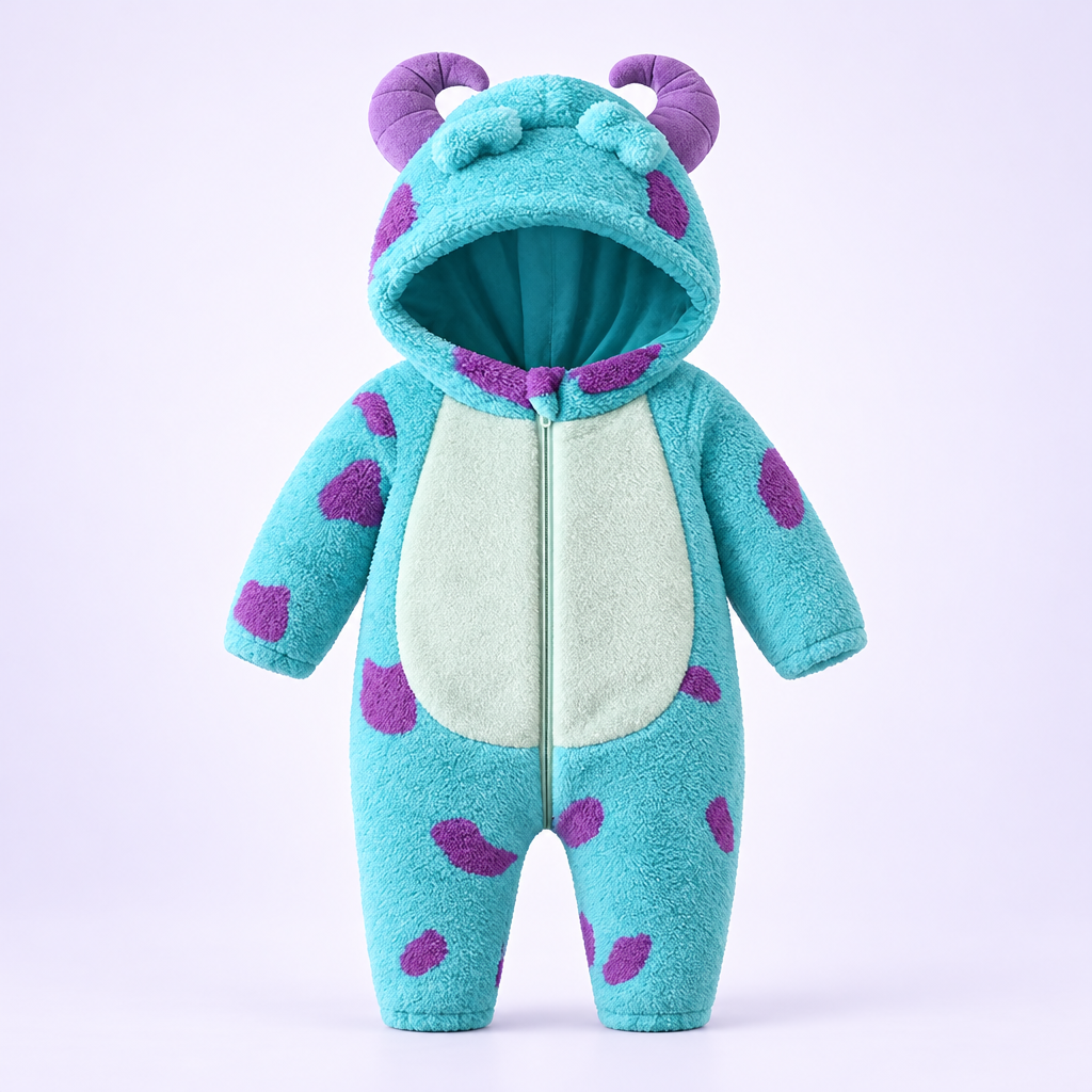 Fluffy monster onesie, front view