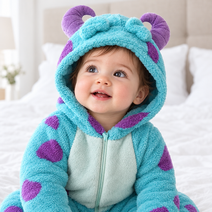 Close-up of baby in the horned hood